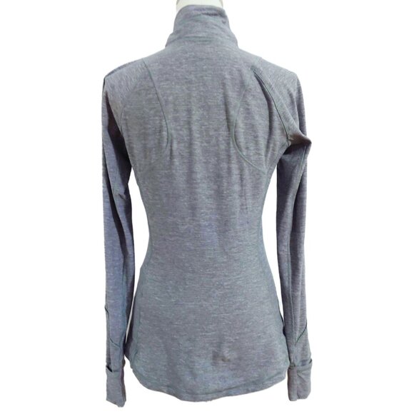 Lululemon Race Your Pace 1/2 Zip Jacket in Heathered Slate w/ Yellow Zipper - Picture 6 of 9